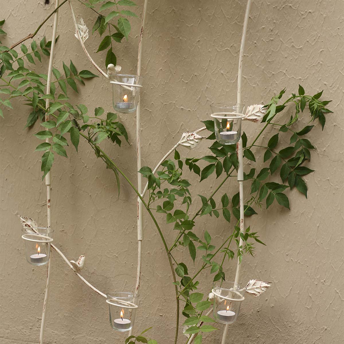 Twining Leaf Bird Trellis with 10 Votives ~ 1 Pc